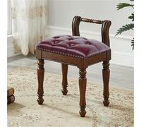 VZXATYOP Banc de Maquillage rétro en Cuir avec Dossier Bas et Coussin rembourré, Pieds sculptés en Bois Massif Banc de Piano for Salon Chambre à Coucher Salle de Maquillage(Dark Brown)