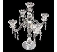 VZXATYOP Bougeoir Candélabre en Cristal À 5 têtes Et 5 Bras - Centre De Table Moderne for Mariage Anniversaire Dîner Aux Chandelles