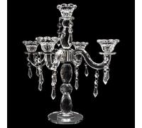 VZXATYOP Bougeoir en Cristal Vintage À 5 Bras for Bougies Coniques Et Bougies Électroniques Pièce Maîtresse for Mariage Événement Et Fête À Domicile