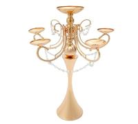 VZXATYOP Bougeoirs en Métal Et Cristal À 5 têtes Centres De Table Chandelier De Mariage Grand Candélabre Décoration De Table for Maison Hôtel Mariage Fête d'anniversaire(5+1 Heads Gold)