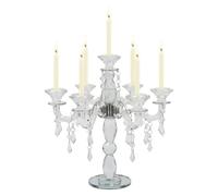 VZXATYOP Bougeoirs en Métal Et Cristal À 5 têtes Centres De Table Chandelier De Mariage Grand Candélabre Décoration De Table for Maison Hôtel Mariage Fête d'anniversaire(7heads Silver)