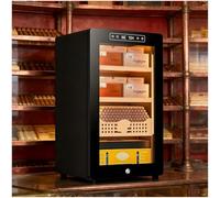 VZXATYOP Cave À Cigares Électrique 45 L Capacité De 250 Cigares Étagères en Cèdre Espagnol Contrôle Précis De Température L'humidité Système De Refroidissement Intégré for Bureau À Domicile(Black-1)