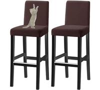 VZXATYOP Housses De Tabourets De Bar Jacquard avec Dossier, Résistantes Aux Griffures De Chat, Extensibles Et Lavables, for Bars Et Banquets(Brown,Set of 4)