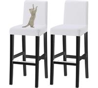 VZXATYOP Housses De Tabourets De Bar Jacquard avec Dossier, Résistantes Aux Griffures De Chat, Extensibles Et Lavables, for Bars Et Banquets(White,Set of 4)