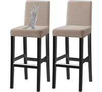 VZXATYOP Housses De Tabourets De Bar Jacquard avec Dossier, Résistantes Aux Griffures De Chat, Extensibles Et Lavables, for Bars Et Banquets(Khaki,Set of 4)