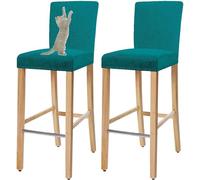 VZXATYOP Housses De Tabourets De Bar Résistantes Aux Griffures De Chat, Housses Extensibles avec Dossier, Douces Et Lavables for Bars Et Pubs(Blue,Set of 4)