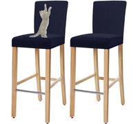 VZXATYOP Housses De Tabourets De Bar Résistantes Aux Griffures De Chat, Housses Extensibles avec Dossier, Douces Et Lavables for Bars Et Pubs(Navy,Set of 4)