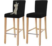 VZXATYOP Housses De Tabourets De Bar Résistantes Aux Griffures De Chat, Housses Extensibles avec Dossier, Douces Et Lavables for Bars Et Pubs(Black,Set of 4)