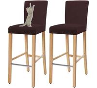 VZXATYOP Housses De Tabourets De Bar Résistantes Aux Griffures De Chat, Housses Extensibles avec Dossier, Douces Et Lavables for Bars Et Pubs(Brown,Set of 4)
