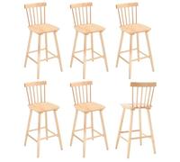 VZXATYOP Lot de 2 tabourets de Bar Noirs Style Ferme de 66 cm Hauteur comptoir en Bois avec Dossier Windsor chaises de Bar Modernes for îlot de Cuisine(Natural,6PCS)
