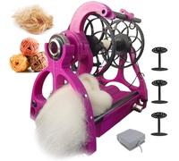 VZXATYOP Machine À Filer Électrique Intelligente, Capacité De 120g for Poils d'animaux avec Interrupteur Au Pied Et 3 Bobines Cardeur À Tambour 12V Interrupteur Avant/arrière Vitesse Réglable(Red)