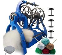 VZXATYOP Rouet Électrique 12V pour Fil De Laine Mini-bobineuse 800 TR/Min avec Vitesse Réglable Et Commutateur Marche Avant/arrière Bras De Volant D'inertie Creux avec 4 Roulements À Billes(Blue)