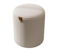 VZXATYOP Tabouret De Coiffeuse Décoratif Rond Repose-Pieds Haut Tabouret Rembourré avec Poignée Maquillage Moderne for Chambre Ou Salon(White)