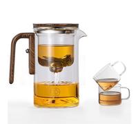 VZXATYOP Théière Magique Eternititea en Verre Borosilicate avec Infuseur Et Couvercle, Séparation du Thé Et De l'eau, Théière Filtrante Résistante À La Chaleur(Clear+2Cups(600ml))