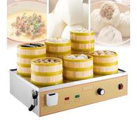 VzxCrue Cuiseur Vapeur éLectrique Commercial Dim Sum, Deux/Quatre/Six Trous, avec Alarme De Combustion SèChe + Alimentation en Eau IndéPendante, pour La Cuisson 6Holes