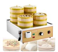 VzxCrue Cuiseur Vapeur éLectrique Commercial Dim Sum, Deux/Quatre/Six Trous, avec Alarme De Combustion SèChe + Alimentation en Eau IndéPendante, pour La Cuisson 4Holes
