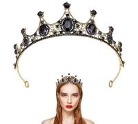 VZXQX Couronne Femme Baroque Noire, Vintage Couronne Noire Gothique Couronne de Mariage Diadème Strass Cristal Couronne Princesse, Couronne Reine Noir Black Swan Tiara pour Halloween Anniversaire Fête
