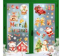 VZXQX Stickers Noel Fenetre, 120pcs Autocollants Noel Fenêtre Réutilisable Impression Recto-Verso Decoration Noël Autocollant Electrostatique, PVC Flocon de Neige pour Vitre Fenêtre Deco Intérieur