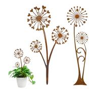VZXZXE Lot de 2 décorations de Jardin en métal rouillé - Motif Pissenlit - pour Le Printemps - Résistant aux intempéries - pour pelouse, Cour, Balcon, Pot de Fleurs et terrasse - 30 cm