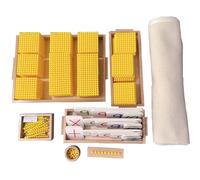 VZZCGJVT Aide À l'enseignement des Mathématiques Montessori Jeu De Perles, Jeu De Banque Décimale Ensemble avec Tapis pour L'Éducation Préscolaire, Jaune,Bank Game