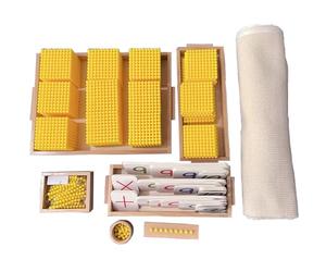 VZZCGJVT Aide À l'enseignement des Mathématiques Montessori Jeu De Perles, Jeu De Banque Décimale Ensemble avec Tapis pour L'Éducation Préscolaire, Jaune,Bank Game