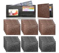 VZZNN 24 Pieces Wallet for Men,Leather Men's Wallets Bulk for DIY Engraving,with Money Clip,Card Holder(12 Black & 12 Brown)