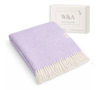 W&A Jeté de Canapé Été 130x170 cm - Plaid Léger en Coton Bou ouverture Pique-Nique & Terrasse, Décoration Salon avec Coffret Cadeau Lavande (Lilas Tendre)