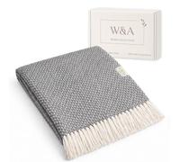 W&A Jeté de Canapé Été 130x170 cm - Plaid Léger en Coton Bou ouverture Pique-Nique & Terrasse, Décoration Salon avec Coffret Cadeau (Gris Ardoise)