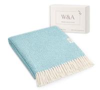 W&A Jeté de Canapé Été 130x170 cm - Plaid Léger en Coton Bou ouverture Pique-Nique & Terrasse, Décoration Salon avec Coffret Cadeau Lavande (Vert d`Eau)