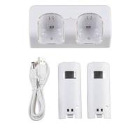 W-B 2¡Á 2800mah Chargeur Batterie+Station Port Pour Nintendo Wii Wiimote Manette Blanc