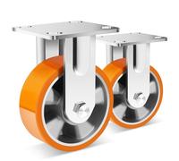 W B D WEIBIDA 125mm Roulette Charge Lourde fixe, Jusqu'à 450KG par unité, Roulettes fixe à Noyau d'Aluminium, Roulettes en Polyuréthane Durable et Solides pour Industrie, Atelier, Meubles lot de 2