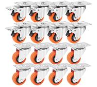 W B D WEIBIDA 50mm Roulettes pour Meubles avec 8 Frein Double Verrouillage, Jusqu'à 68KG par unite,360° Polyuréthane Roulette Charge Lourde Pivotantes, pour Chariot, Meuble, Armoires, Table, lot de 16