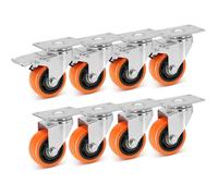 W B D WEIBIDA 75mm Roulettes pour Meubles avec 4 Frein Double Verrouillage, Jusqu'à 112KG par unite,360° Polyuréthane Roulette Charge Lourde Pivotantes, pour Chariot, Meuble, Armoires, Table, lot de 8
