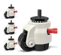 W B D WEIBIDA Lot de 4 roulettes à tige de nivellement avec bras à cliquet amélioré, roulettes à tige filetée M12-1,75 x 25 mm, roulettes rétractables très résistantes, base en caoutchouc durable et