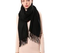 W.Best Écharpe Femmes Élégant Cachemire Foulards Pashmina Pour Automne Hiver Écharpea Chaud de Grande Taille, 200 * 70 cm,Ws012-noir,Taille unique