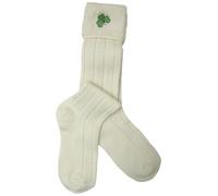 W. Brewin - Chaussettes hautes de kilt - homme - broderie trèfle - écru - 39-42