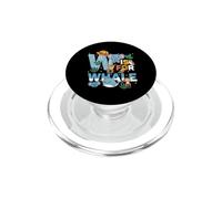 W est pour Whale Zoo Animals Zoo, Excursion au Zoo, Jungle Zoo Day PopSockets PopGrip pour MagSafe