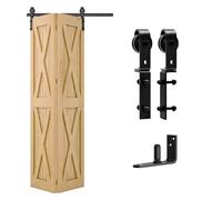W&H Kit complet de ferrures de porte coulissante pour 2 portes - Noir - 100 m - Peu encombrant - Rail de porte pliante (sans porte)
