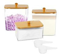 W&H Lot de 3 boîtes de rangement pour lessive avec couvercle, boîte à lessive transparente pour tampons de lavage, bombes de bain, renforcement des odeurs, feuilles de sèche-linge