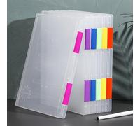 W&H Lot de 6 boîtes d'archives portables A4, boîtes transparentes pour documents avec fermetures à clip de différentes couleurs, boîtes de rangement avec couvercle pour documents au format A4