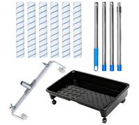 W&H Lot de rouleaux de peinture 9 pièces - 45 cm Rouleaux et bac sur roues, rouleau, support réglable, perche télescopique 43-160 cm - pour murs, plafonds, intérieur/extérieur