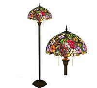 W&HH 16 Pouce Tiffany Lampadaire Européen Moderne Méditerranéen Bleu Salon Salle À Manger Chambre Chevet Plancher Lumière Vitrail Abat-Jour E27