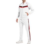 W JIANWANG Ensembles de survêtement hommes - Ensemble de Jogging 2 Pièces, Vêtements de Sport Blanc JW-251-M