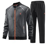 W JIANWANG Ensembles de survêtement hommes - Ensemble de Jogging 2 Pièces, Vêtements de Sport Gris JW-143-S
