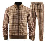 W JIANWANG Ensembles de survêtement hommes - Ensemble de Jogging 2 Pièces, Vêtements de Sport Marron JW-2501-XXL