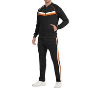 W JIANWANG Ensembles de survêtement hommes - Ensemble de Jogging 2 Pièces, Vêtements de Sport Noir JW-254-XL