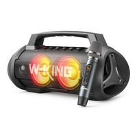 W-KING 70W (120W Max) Enceinte Karaoké avec Micro, D10 Enceinte Bluetooth Puissante Basse/EQ, Enceintes Bluetooth Portable Etanche IPX6/42 Heures/Powerbank, Grosse Bluetooth Speaker Lumineuse AUX/TF