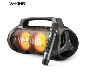 W-KING D10MIC 70W RMS Enceinte Bluetooth Portable Sans Fil Étanche IPX6 avec Subwoofer/Amplification des Basses noir