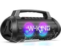 W-KING Enceinte Bluetooth Portable 120W, Enceinte sans fil étanche IPX6 avec 4 Haut-Parleurs et 70W Graves Puissants, 42H, Lumières RGB, EQ, DSP, BT5.4, 110dB Enceinte Nomade pour Extérieur/Plage/Fête