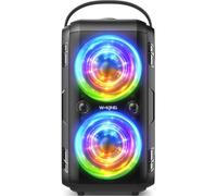 W-KING Enceinte Bluetooth Puissante, 180W Max Party Haut Parleur | 105dB 80W Bluetooth Chantier Speaker-Super Bass, 4 Pilotes(Woofer 2*4.04''),LED, IPX5, Disque U, 24H, Carte TF, EQ